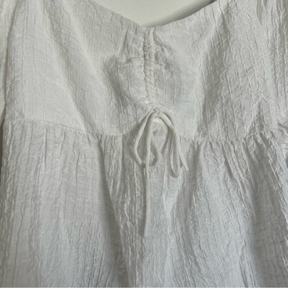 Tilly’s Full Tilt White Crinkle Cinch Puff Sleeve Open Back Top size XS - Picture 5 of 10